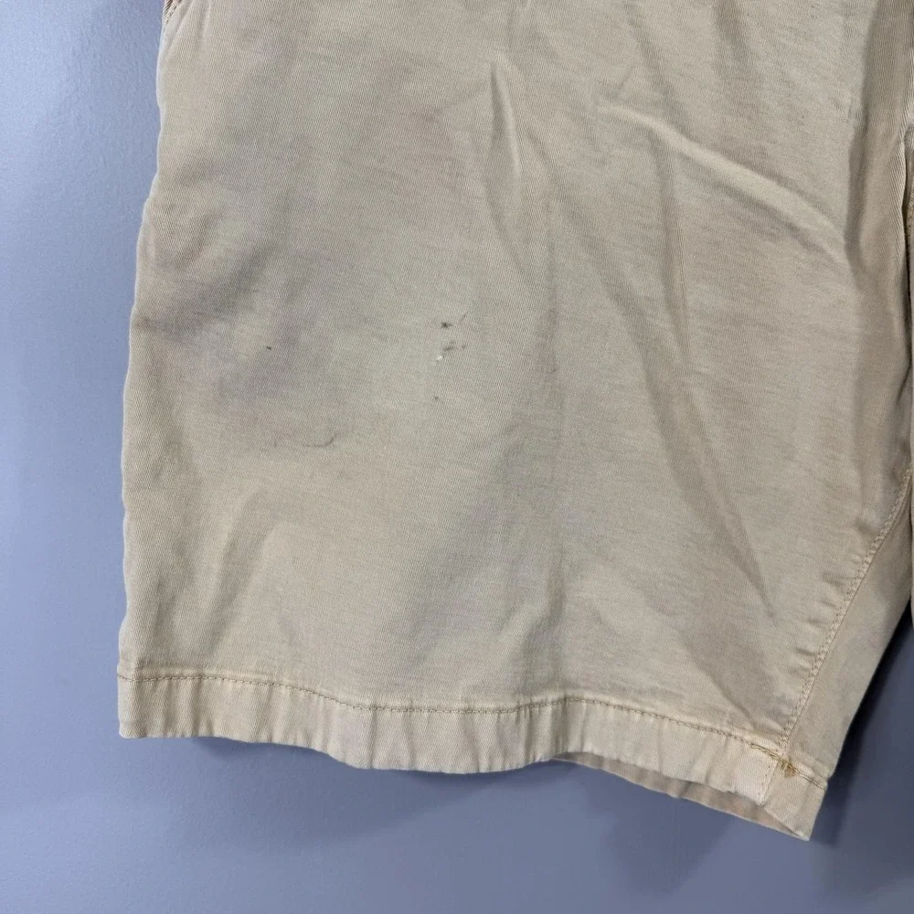 Marine Layer Shorts Mens 34 Beige Chino Canvas Casual Zip Fly Pockets Logo